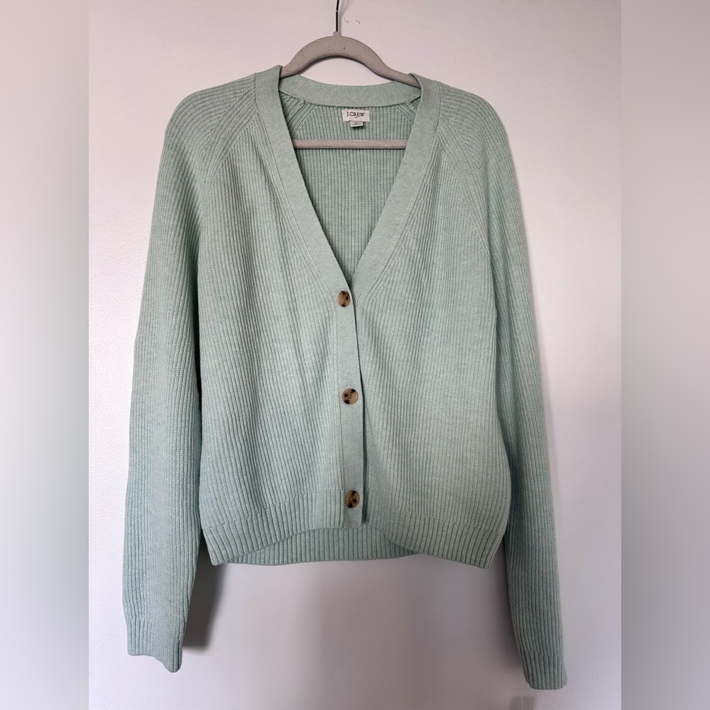 J-Crew Cardigan Sweater in Mint Green